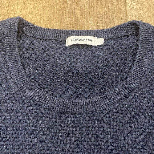 🌟J. LINDEBERG🌟MENS DEXTER CIRCLE STRUCTURE COTTON SWEATER NAVY SZ L - Picture 2 of 6