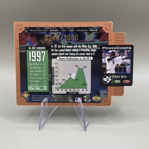 F116 ALBERT BELLE POWER CORPS DIE-CUT 1998 UPPER DECK UD3 /1000 WHITE SOX #PC49 - Picture 2 of 2