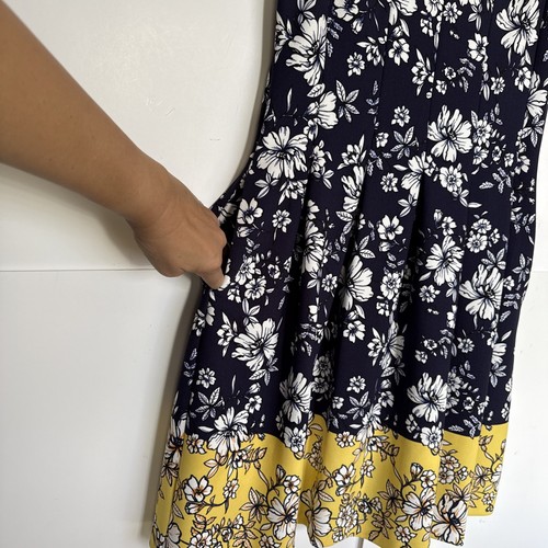 Vince Camuto Women Fit&Flare Dress Sleeveless Navy/Yellow White Floral Size12NWT - Picture 9 of 13