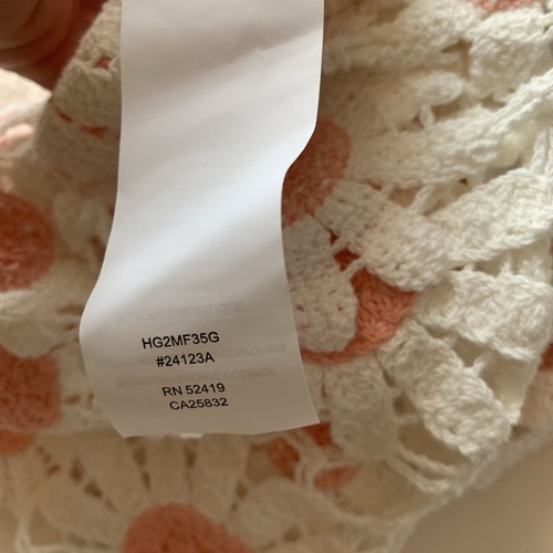 Hobie Girls Sleeveless Pool Cover Up Dress Crochet Daisy LG/XL White Pink Boho - Picture 9 of 11