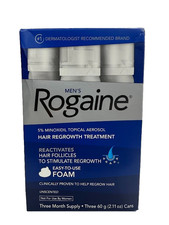 Men's ROGAINE Foam 3 Month, 5% Minoxidil Unscented Hair Regrowth, EXPIRES 03/27