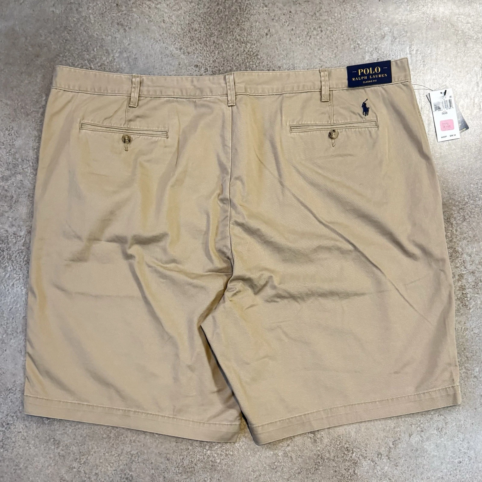 NWT Polo Ralph Lauren Flat Front Chino Shorts Size 50B Caf Tan Classic Fit NEW