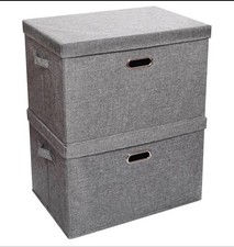 Foldable Storage Boxes with Lid Collapsible  Home Organiser Pack Of 2 