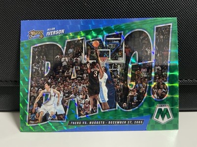 Allen Iverson 2021-22 Panini Mosaic Basketball Bang! Green Mosaic Prizm
