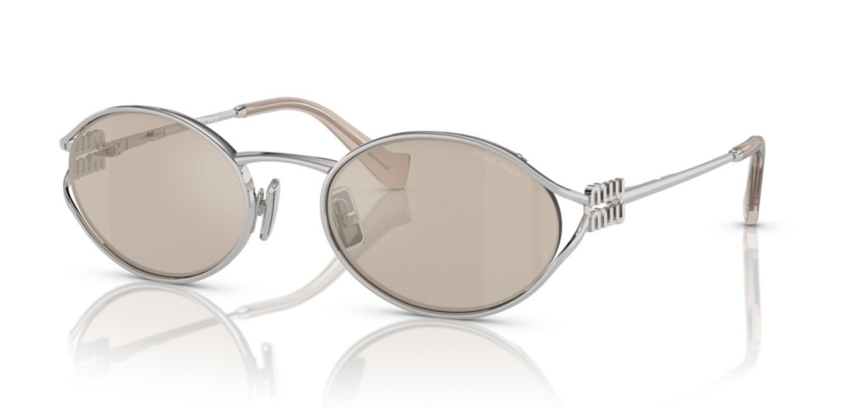Miu Miu MU 52YS 1BC10F Women Silver Ivory Silver Mirror Sunglasses Made in Italy