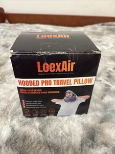 LOLEX Hooded Pro Travel Pillow Rose Pink Kit w Eye Mask Earplugs New