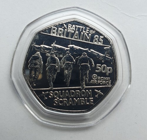 2025 Guernsey - Battle of Britain, Squadron Scramble 50p BUNC Coin in Capsule - Picture 2 of 8