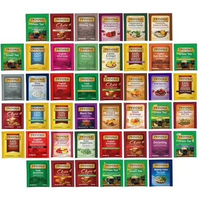 Twinings Tea Bag Sampler Assortment Variety Pack 44 Count  44 Unique Flavours