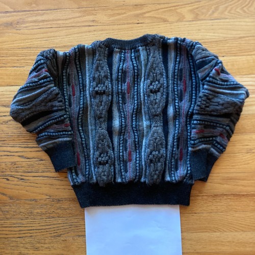 VINTAGE 1990s ROBERT BANKS 3D MULTI COLOUR TEXTURED SWEATER vtg coogi style rap - Bild 4 von 4
