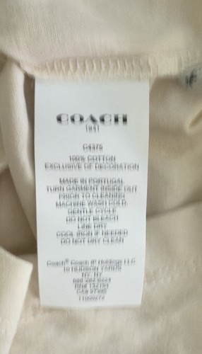 NEW Coach Brand Tee 80th Anniv Sz S 39” Bust Sequins Bling Beige (Cut Tag) 2021 - Picture 9 of 11
