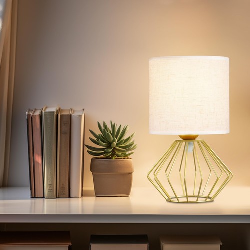 Gold Table Lamps Set of 2 with On/Off Switch Industrial Bedside Night Stand L... - Picture 7 of 9