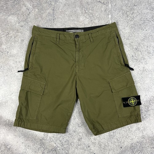 Stone Island Khaki Tela Parachute Cargo Shorts W32-34”