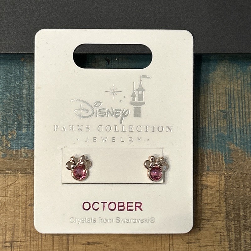 Disney Parks Collection Minnie Birthstone Swarovski Crystal Earrings October.