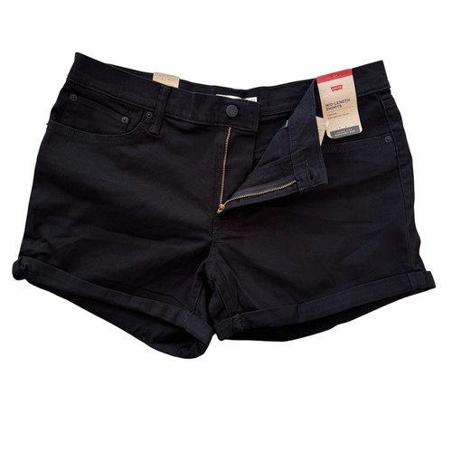 Levi's Mid Length Womens Black Denim Shorts Cuffed Size 18 NWT - Picture 2 of 6