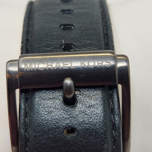 Michael Kors MK8434 Reloj Pulsera Hombre Cuero Negro Cronógrafo Batería Nueva - Imagen 6 de 10