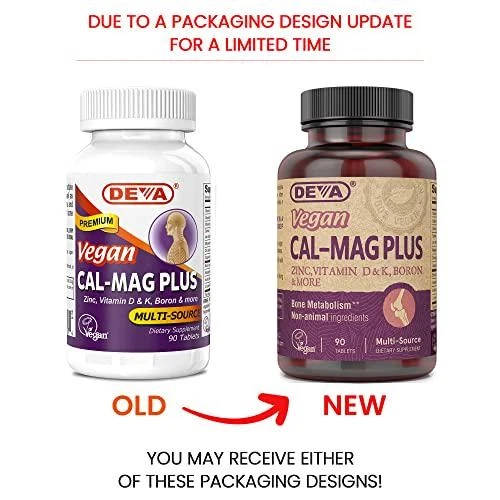 DEVA Vegano Calcio Magnesio Suplemento Plus, Zinc, Vitamina C, Vitamina D, K y Foto 3 de 4