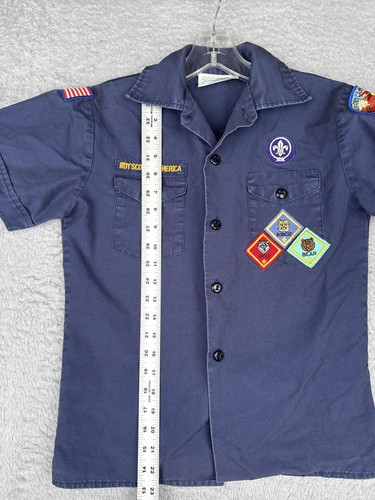 Boy Scouts of America Cub Scouts Shirt Youth Medium Blue Patches Short Sleeve - Picture 10 of 15