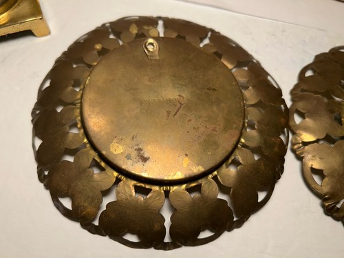 Vintage Brass Lot 11 Pc. Butterfly Frames Candlestick Holders Basket - Picture 16 of 19