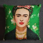 Frida Kahlo Pillow Linen Flowers Mexican Artist Design Colorful Cushion Cover