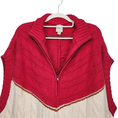 Anthropologie Maeve Pink Short-Sleeve Quarter-Zip Oversized Sweater Women's L/XL - Picture 6 of 8