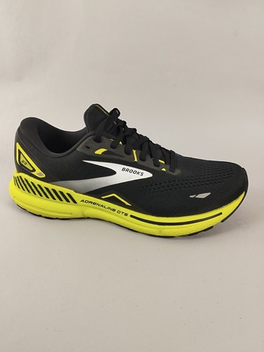 Brooks Trainers Mens 8.5 Adrenaline GTS 23 Black Yellow Running Shoes Gym