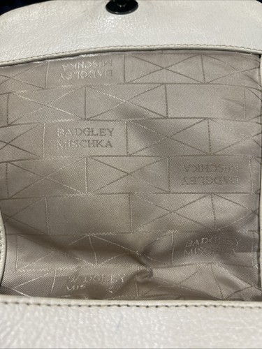 BADGLEY MISCHKA Studded Tassel Strap Satchel Saddle Bag Ivory Cream - Picture 5 of 7