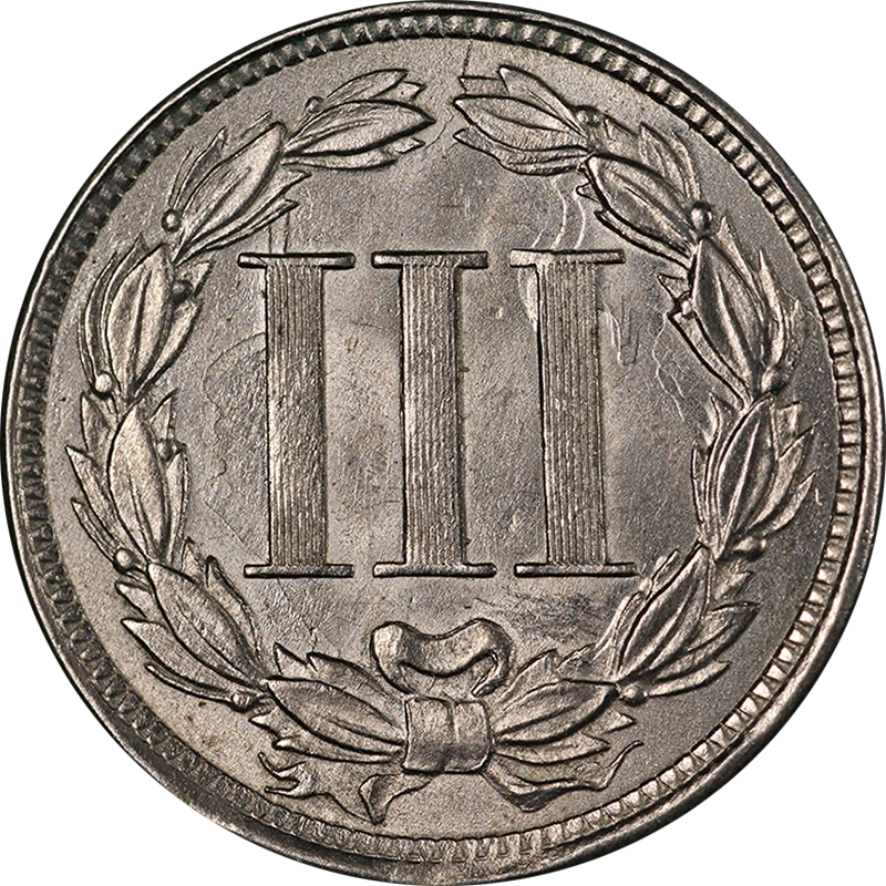 1867 Three (3) Cent Nickel Choice BU++ Superb Eye Appeal Strong Strike - Image 2 of 2
