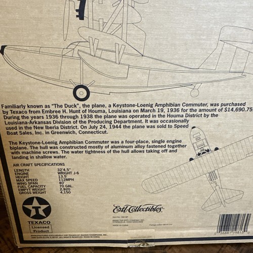 Wings of Texaco “The Duck” 1936 Keystone-Loening Diecast Plane – Sealed Box - Picture 4 of 8