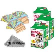 Fujifilm Instax Mini Instant Film 60 Sheets  Frame Stickers Microfiber Cloth