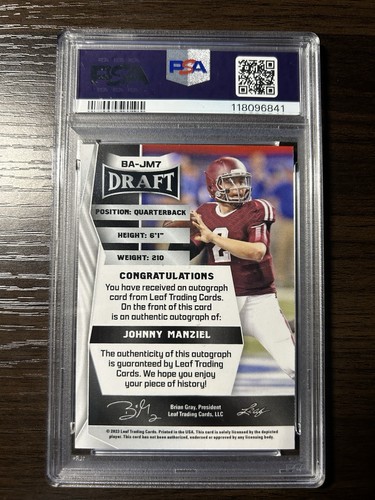 2023 Leaf Draft | Johnny Manziel | Autograph | PSA10 - Picture 2 of 2