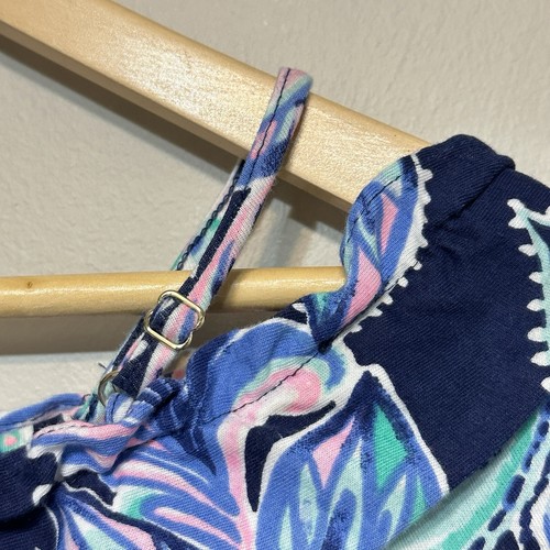 Lilly Pulitzer Margaret Romper Girls XXL/16 High Tide Off Shoulder Beach Resort - Picture 9 of 18