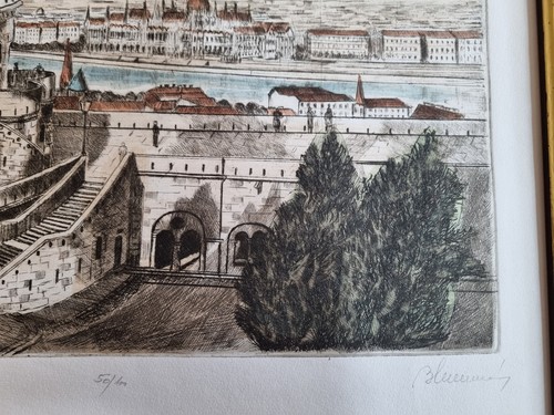 The Halászbástya Fisherman's Bastion Budapest Rudolf Blahos Signed Etching - Picture 8 of 9