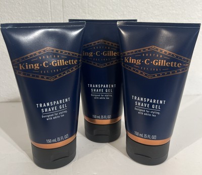 King C Gillette Transparent Shave Gel Designed With White Tea 5floz PACK OF 3