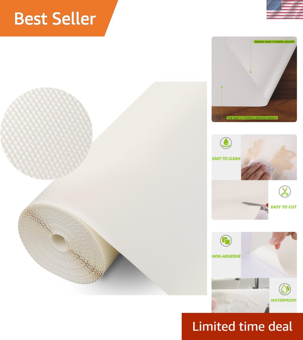 Food-Grade Non-Adhesive Fridge Mats Cream Washable Shelf Protectors-image