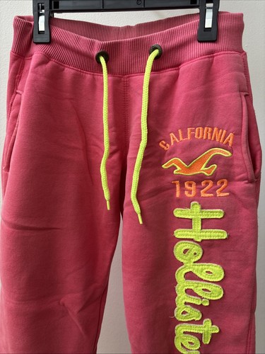 Pantalones deportivos Hollister California para mujer rosa bordado talla pequeña - Imagen 3 de 8