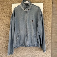Vintage Tommy Hilfiger Denim Jacket Men  s XL Crest Logo Light Wash 100 Cotton