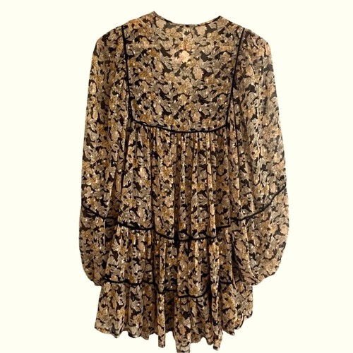 Free People Womens Free Swinging Black Floral Mini Dress Size S Boho Festival - Picture 6 of 13