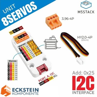 M5Stack 8-Kanal Servo Driver Servotreiber Unit (STM32F030) PWM I2C mit Kabel