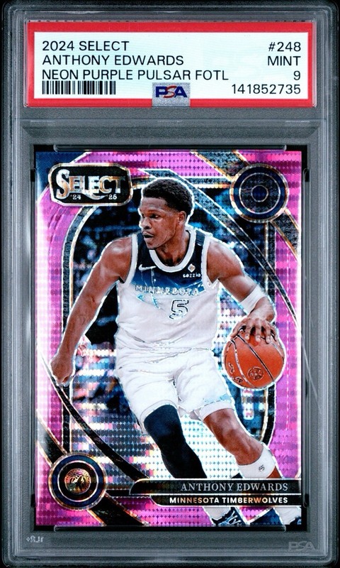 2024 Select Anthony Edwards Neon Purple Pulsar FOTL Courtside #248 PSA 9 Pop 1
