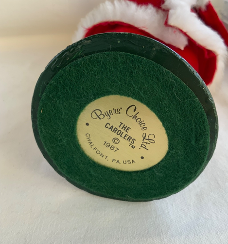Byers Choice Caroler Early 1987 Santa in Red Velvet Holding Snow Covered Tree - Picture 6 of 6