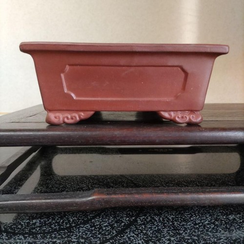 Japanese Bonsai Pot TOKONAME SHIDEI Unglazed Rectangular Shape 22.5x16x6.5cm - Picture 3 of 12