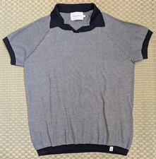 Peregrine Lynton Johnny Collar Polo in Navy Men's Size Large Made in England