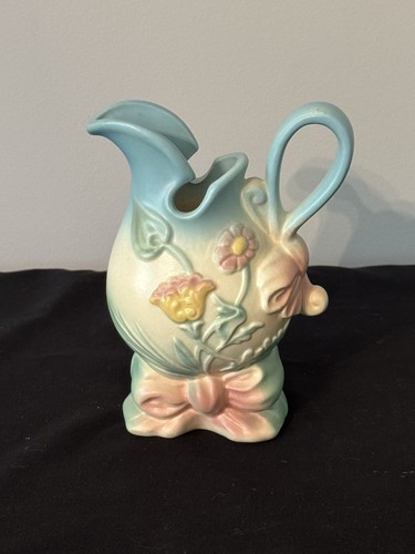 Vintage Hull Art Pottery Pink Pastel BOW KNOT B-1 Pitcher 5 1/2" Flower Spring - Picture 2 of 9