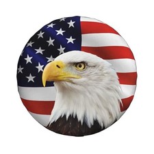 Spare Tire Cover for RV Camper Trailer Bald 14 inch Bald Eagle American Flag
