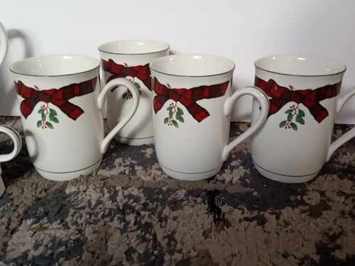 Sasaki Charles Roberts Tartan Christmas Plaids Tea/Coffee Set Pot Cream Sugar 7p - Picture 5 of 7