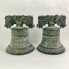 Vintage 1976 Virginia Metalcrafters Verdi Gris 1776 Liberty Bell Bookends USA