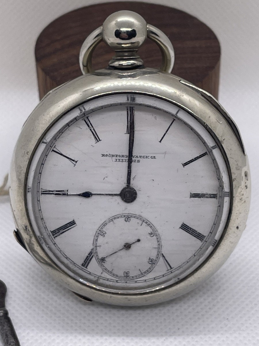 Antique 1880s Rockford Watch Co Key Wind Pocket Watch Runs With