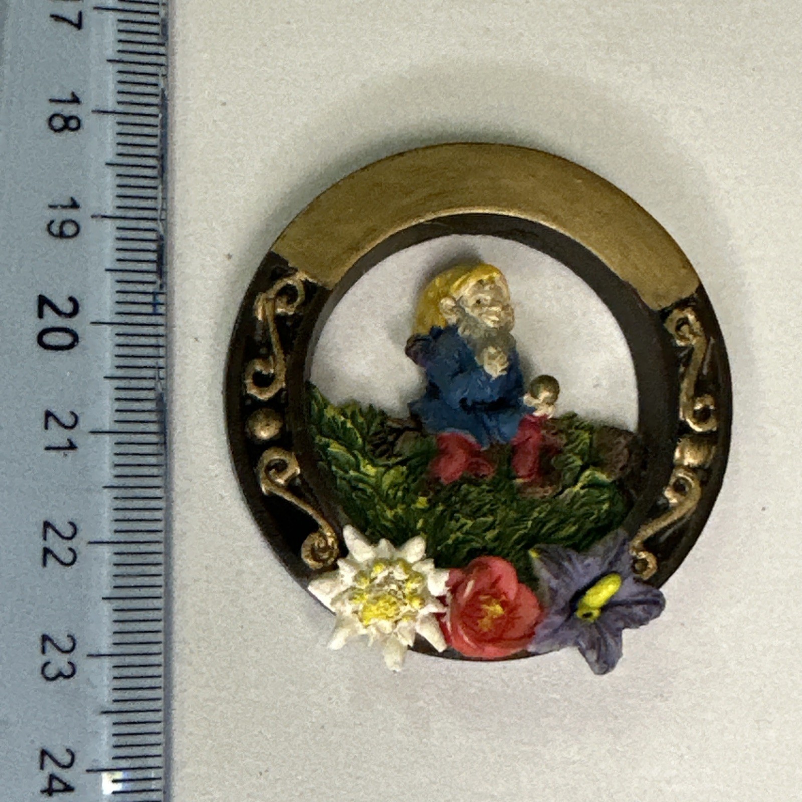 ELFO  CON FIORI CALAMITA MAGNETE FRIGO FRIGORIFERO - COLLEZIONE - VINTAGE