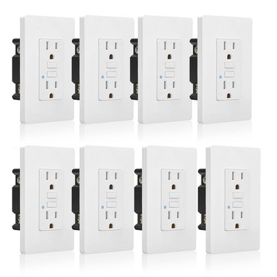 Weather Resistant TR GFCI Outlet 15A ETL Certified LED Status 10-Min Install ×8