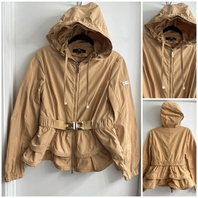 ELISABETTA FRANCHI Peplum Ruffle Belted Jacket Brown Women s Size IT 46 US L